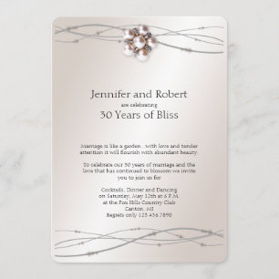 Rose Pearl 30th Wedding Anniversary Invitation
