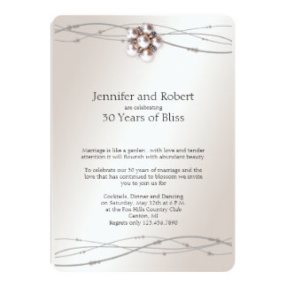 Rose Pearl 30th Wedding Anniversary Invitation