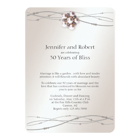 Rose Pearl 30th Wedding Anniversary Invitation Zazzle Rose Pearl 30th Wedding Anniversary Invitation