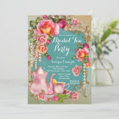 Rose Pearl Bridal Tea Party Invitation (Standing Front)