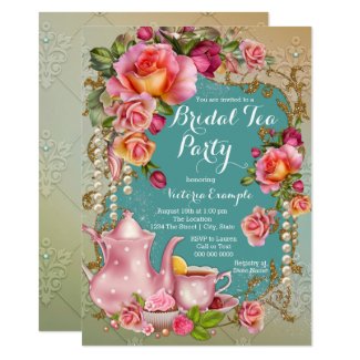 Rose Pearl Bridal Tea Party Invitation