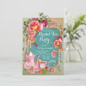 Rose Pearl Bridal Tea Party Invitation (Standing Front)
