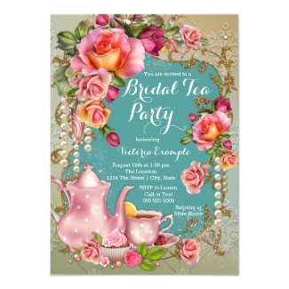 Rose Pearl Bridal Tea Party Invitation