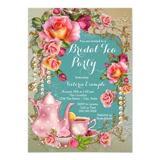 rose pearl bridal tea party invitation zazzle com
