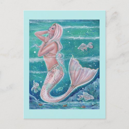 Rose Pearl mermaid art by Renee Lavoie   Postcard