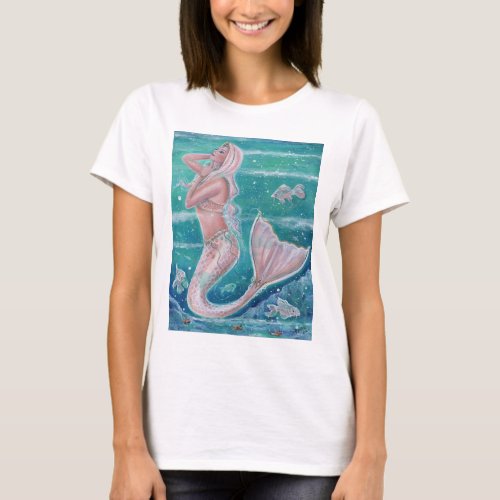 Rose Pearl mermaid art by Renee Lavoie  T_Shirt