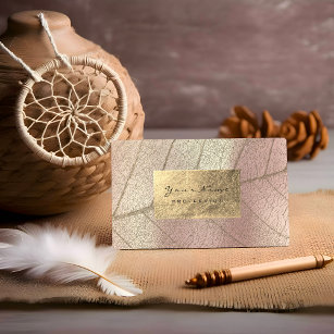 Rose Pearly Sepia Gold Foil Botanical Delicate Business Card