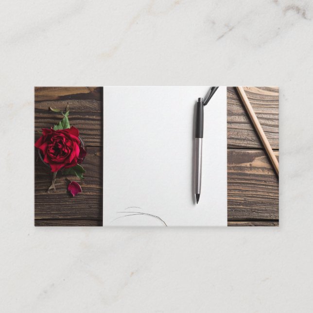 rose pen and paper business card (Front)