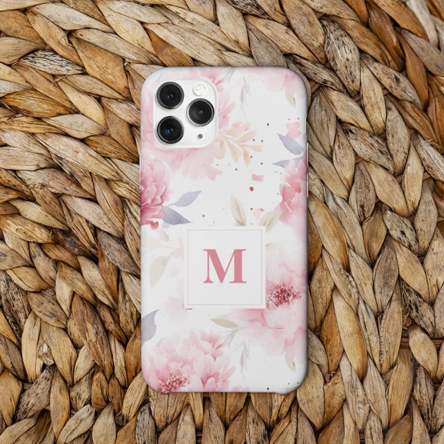 Rose Peonies Custom Monogram Case-Mate iPhone Case (Creator Uploaded)
