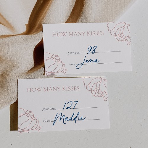 Rose  Peony Garden How Many Kisses Guess Card