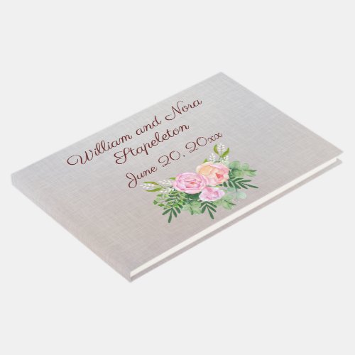 Rose Peony Watercolor Guest Book
