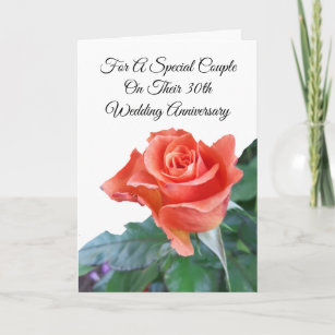 Rose Personalised 30th Wedding Anniversary Card