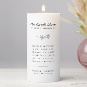 Rose Personalized Multiple Names Wedding Memorial Pillar Candle