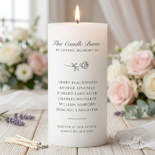 Rose Personalized Multiple Names Wedding Memorial Pillar Candle