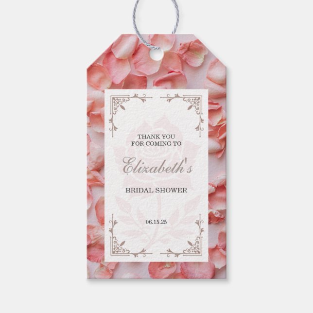 Rose Petal Bridal Shower Favor Tag (Front)
