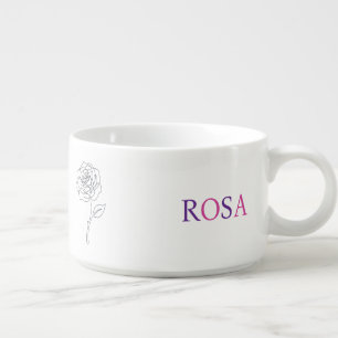 Rose Petal Minimalist Line Art Ceramic Dinner Bowl