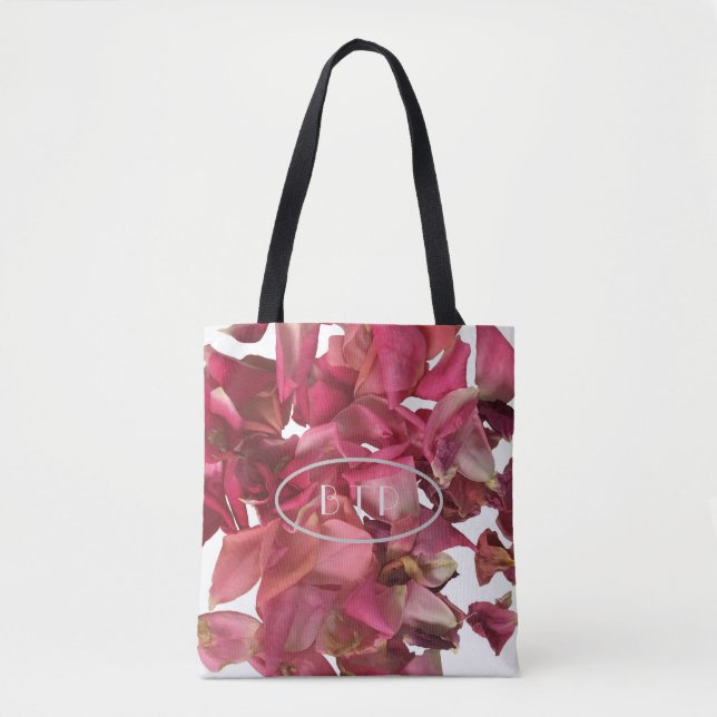 Rose Petal Pink Romantic Personalized Tote Bag (Front)