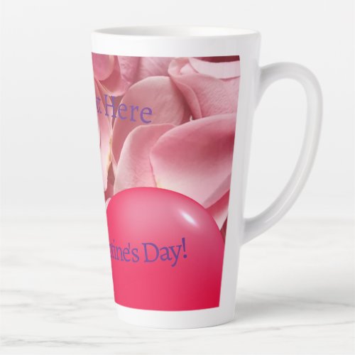 Rose Petal  Red Heart Custom Valentine Latte Mug