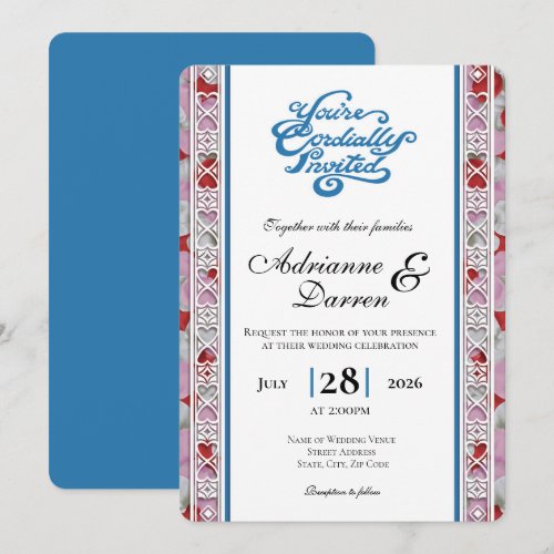 Rose Petal Wedding Invite 2 with Blue Letters