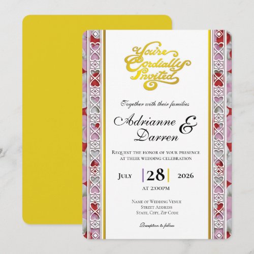Rose Petal Wedding Invite 2 with Gold Letters