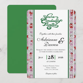 Rose Petal Wedding Invite 2 with Green Letters