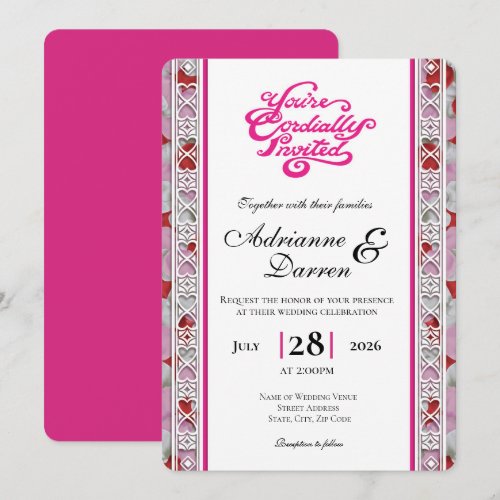 Rose Petal Wedding Invite 2 with Pink Letters