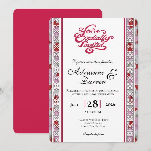 Rose Petal Wedding Invite 2 with Red Letters