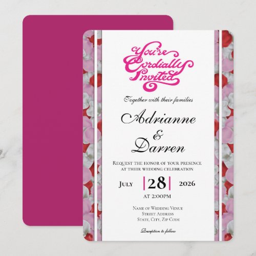 Rose Petal Wedding Invite 3 with Pink Letters