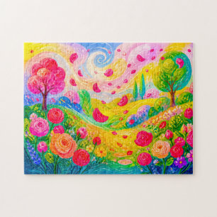 Rose petals drifting through windy garden jigsaw puzzle