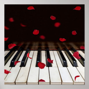 Rose Petals on Piano Keys Poster