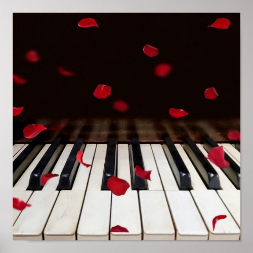 Rose Petals on Piano Keys Poster