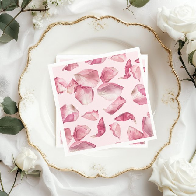 Rose petals pattern Petals and Prosecco Bridal Napkins (Creator Uploaded)