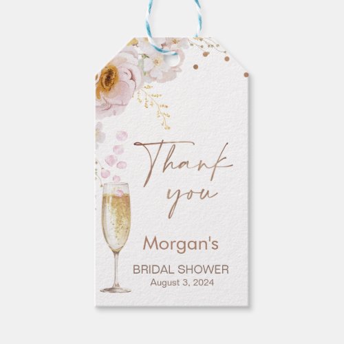 Rose Petals Petals Prosecco Boho Bridal Shower Gift Tags