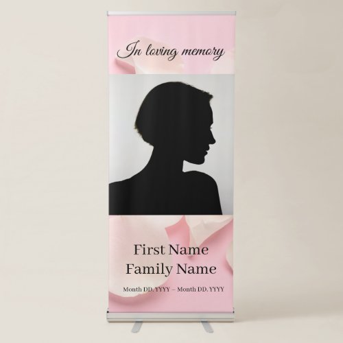 Rose petals pink flower memorial retractable banner