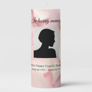 Rose petals pink funeral memorial pillar candle