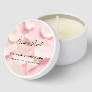 Rose petals pink funeral mini candle favors