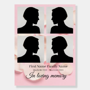 Rose petals pink funeral welcome sign bord collage