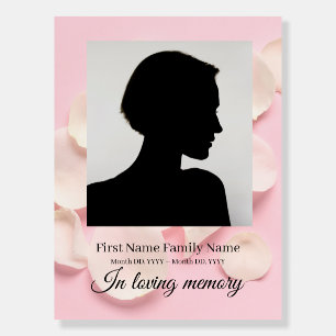 Rose petals pink funeral welcome sign foam bord