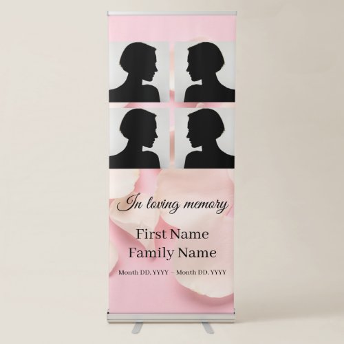 Rose petals pink memorial collage  retractable banner