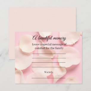 Rose petals pink memorial message card