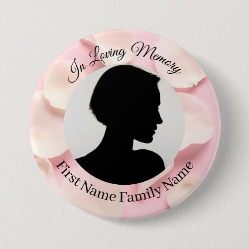 Rose petals pink memorial photo button