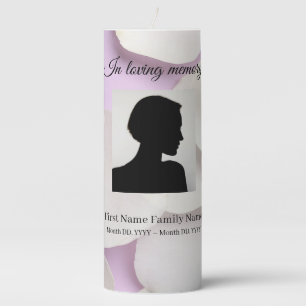 Rose petals purple funeral memorial pillar candle
