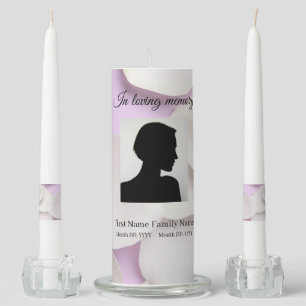 Rose petals purple memorial pillar/ taper unity candle set