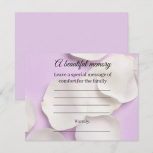 Rose petals rose memorial message card