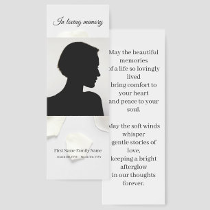 Rose petals white memorial bookmarks