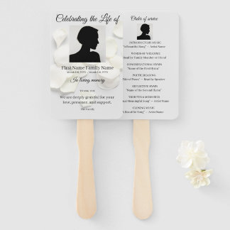 Rose petals white order of service hand fan