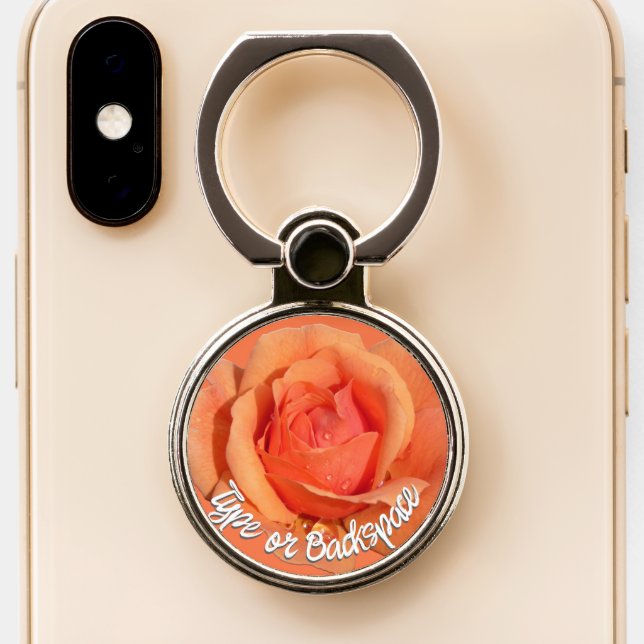 Rose Phone Grip Orange Rose Phone Ring Holder  (Close Up)