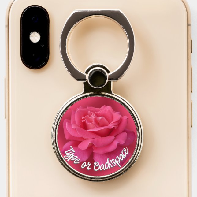 Rose Phone Grip Pink Rose Phone Ring Holder  (Close Up)