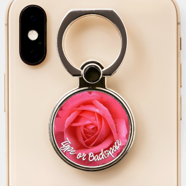 Rose Phone Grip Pink Rose Phone Ring Holder  (Close Up)