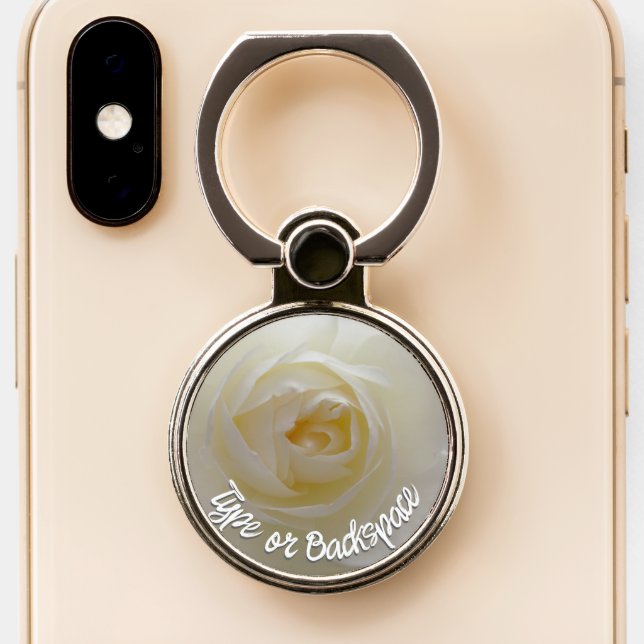 Rose Phone Grip White Rose Phone Ring Holder  (Close Up)